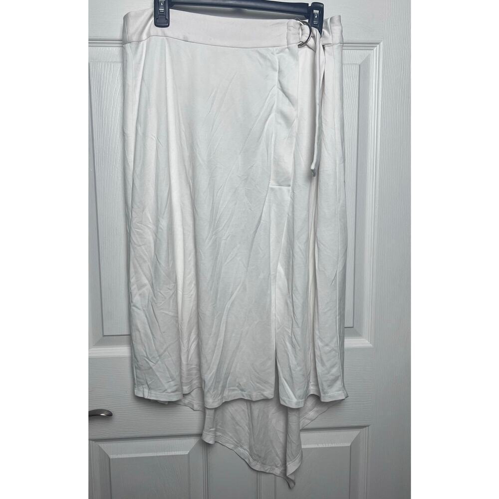 Matty M Women's Flowy Wrap White Skirt Size Large Buckle Zipper